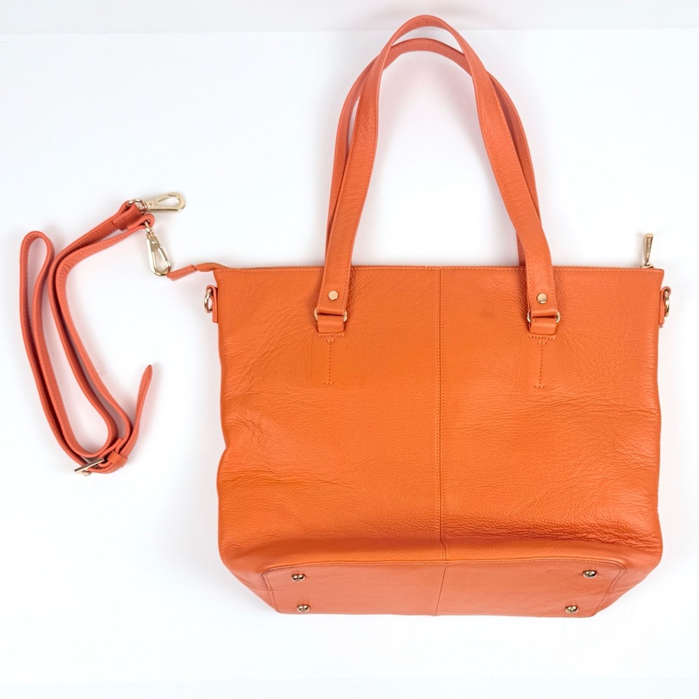 Ora Delphine Eden Leather Tote Bag in Clementine / Orange Leather $398 MSRP - Picture 2 of 15